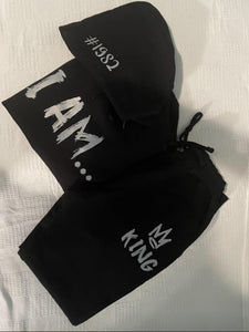 Black sweatsuit/ Silver Reflector Letters